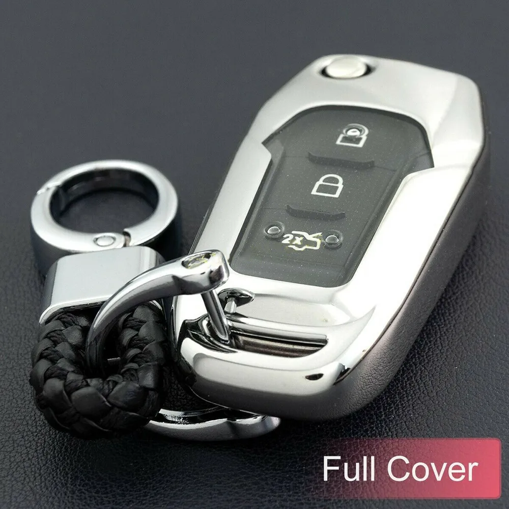 

For Ford Focus Explorer Ranger Mondeo Silver Car Flip Key Fob Chain Case Cover Soft Thin Small Premium TPU Key Case For Car