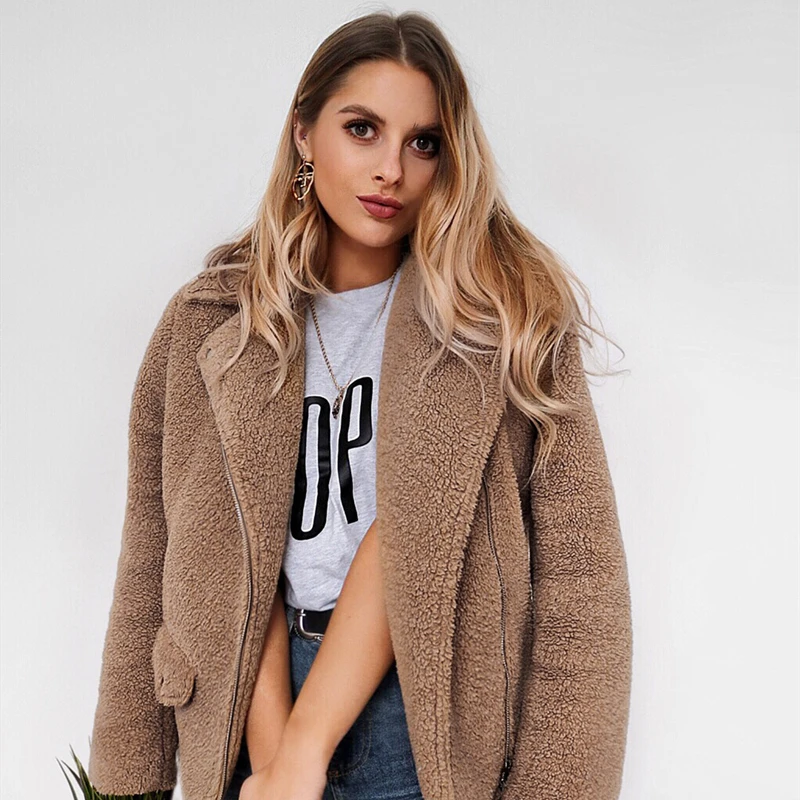 

2020 autumn and winter casual fashion warm and comfortable plush coat jacket fur coat faux fur temperament slim ladies jacket