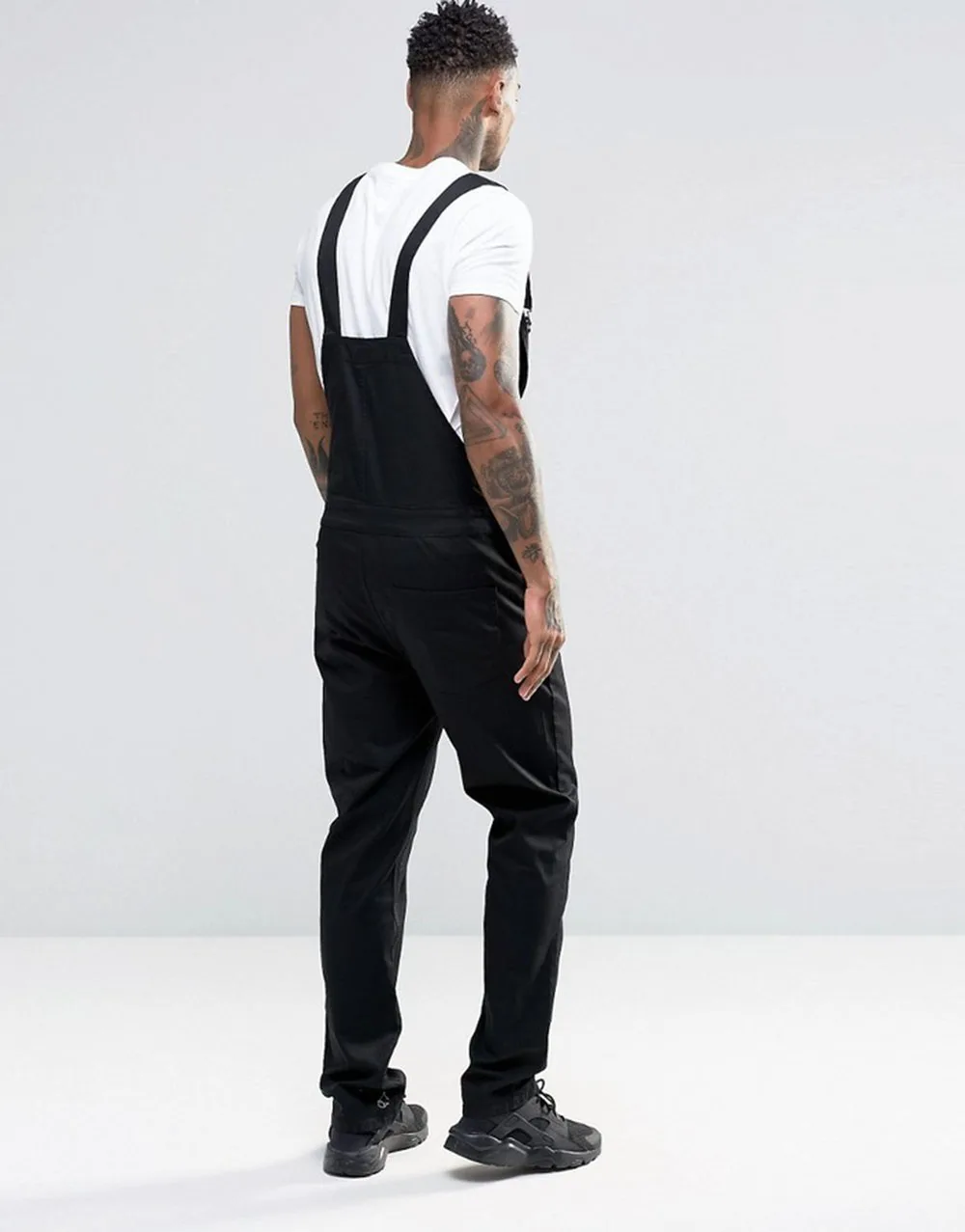 

New denim white overalls slim slimming men's trousers new overalls men's casual sports trousers