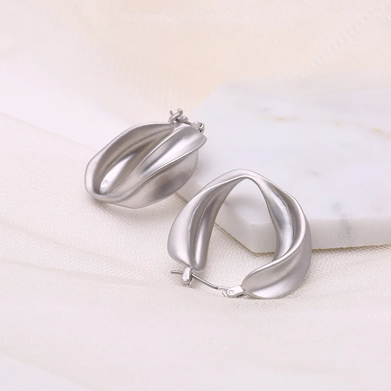 Модные золотые матовые 925 Серебряные иглы женские серьги текстуры нерегулярные