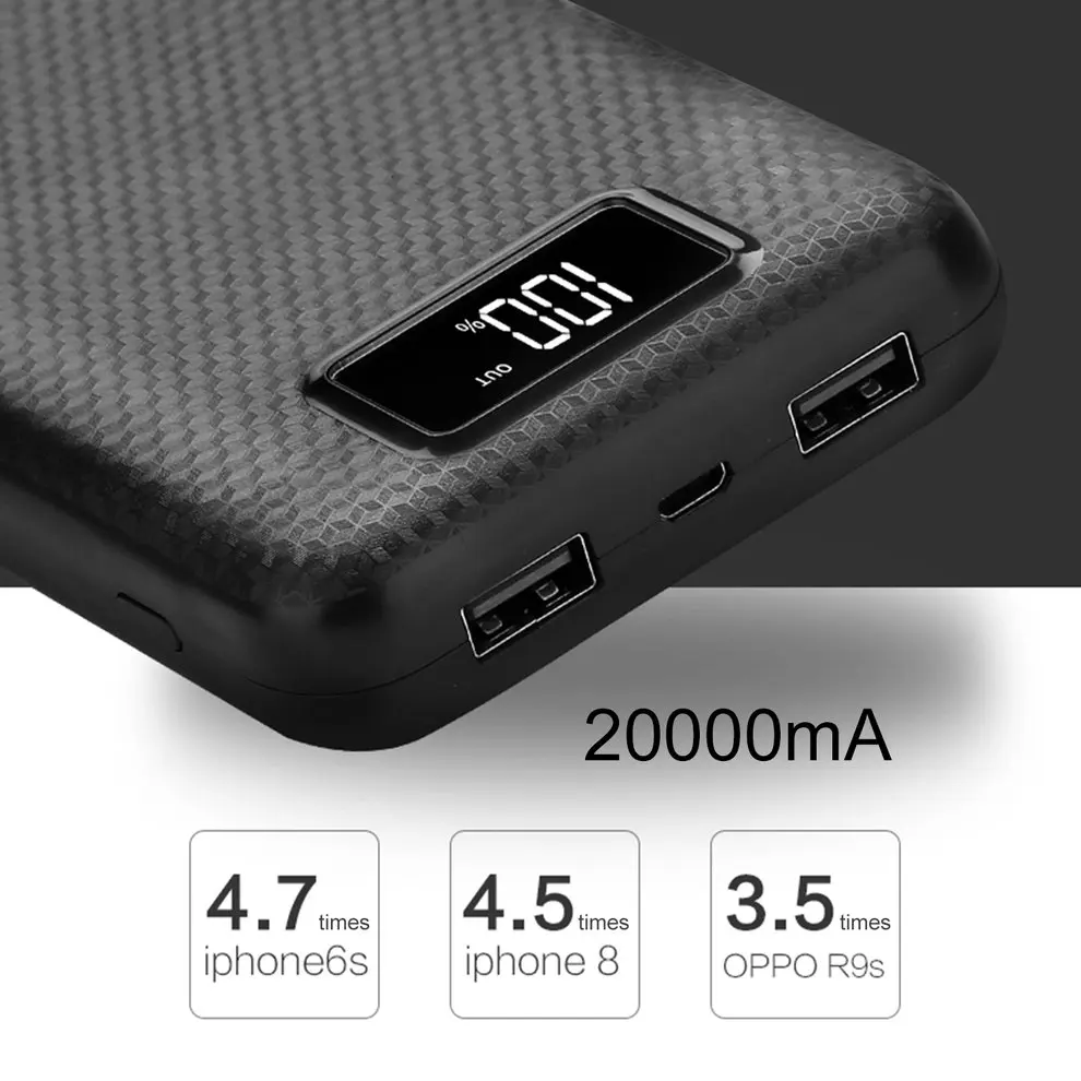 

MY8 Power Bank Shell LCD Digital Display Dual USB Output Power Bank Charger Case DIY Kits Module 8pcs 18650 Battery Holder