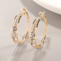 exaggerated 3 colors big circle hoop earrings with rhinestone crystal zircon for wedding engagement bridal party jewelry