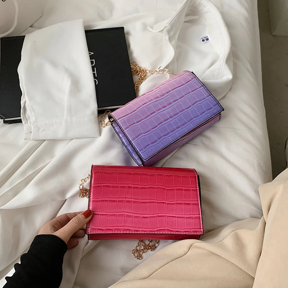 

Повседневные женские сумки-мессенджеры из искусственной кожи, женские сумки на плечо градиентного цвета, маленькие сумки для покупок с кро...