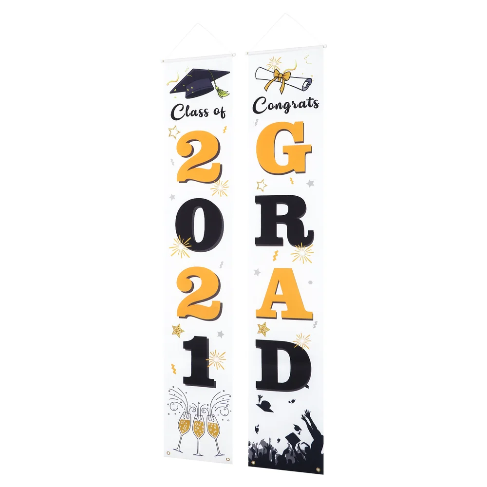 

1 Pair Graduation Banners Couplets Door Background Hanging Banners Party Decors