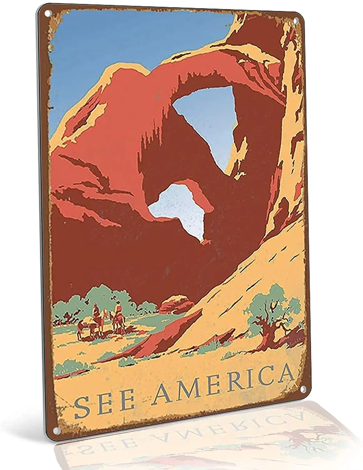 

See America Landscape Poster Tin Sign Metal Wall Sign Home Bedroom Club Club House Wall Decoration Shabby Metal Plate 12*8 Inche
