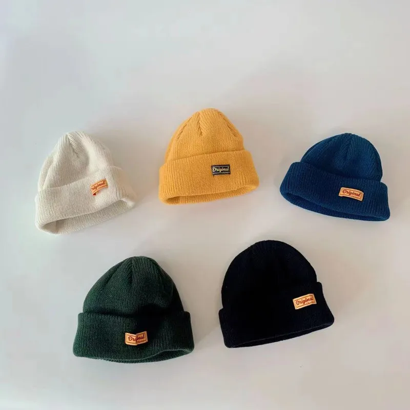 1 шт. детская трикотажная двухслойная шапка с буквенным принтом | Аксессуары для