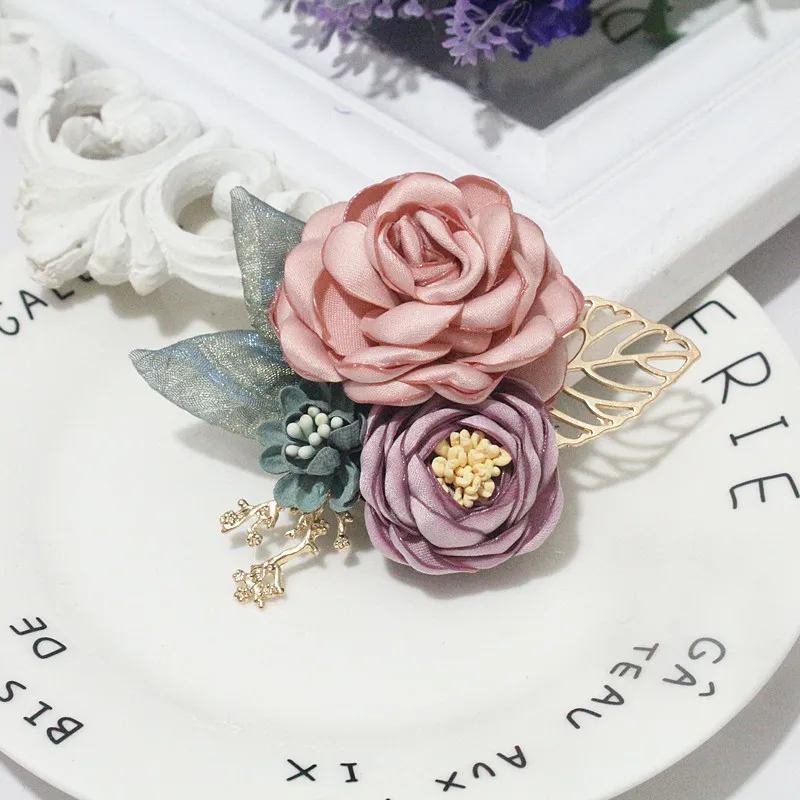 Ручной работы ткань цветок розы Брошь для женщин мужчин костюмы платье одежда