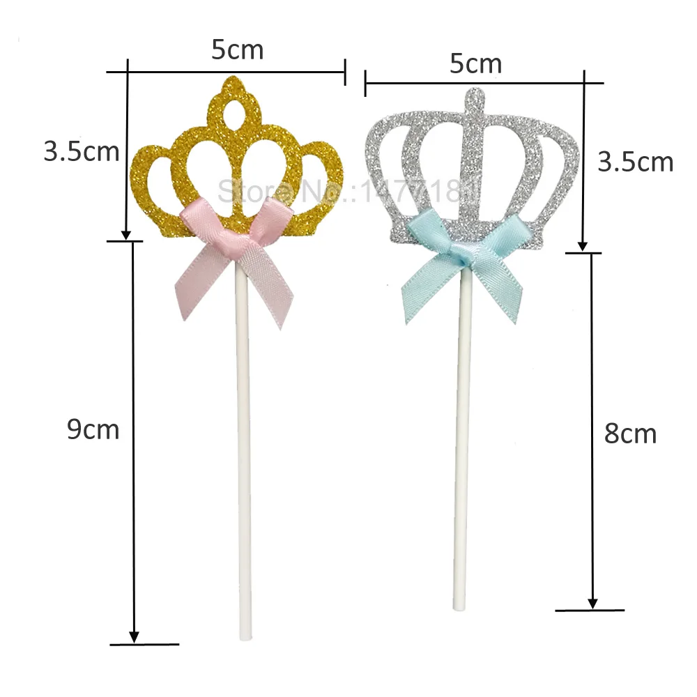 12pcs SILVER GOLD CROWN Cake Toppers Baby Girls Boys Birthday Topper BABY SHOWER Picks Party Decoration | Дом и сад