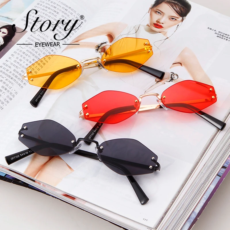 Очки солнцезащитные маленькие без оправы UV400 женские брендовые винтажные