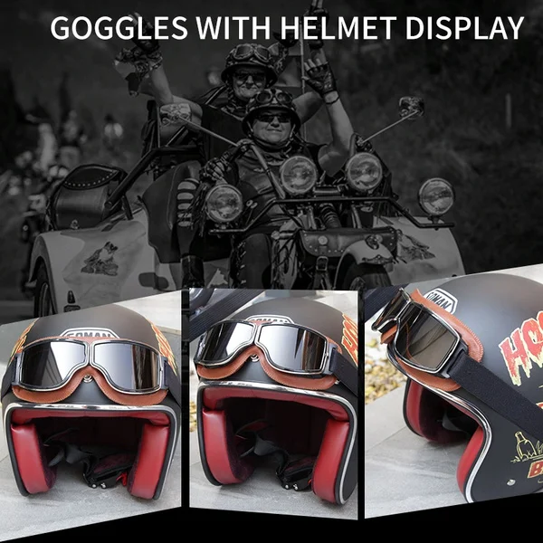 

Винтажные мотоциклетные очки-авиаторы, кожаные солнцезащитные очки для крейсера, скутера, линзы, защитное снаряжение для ретро шлема с откр...