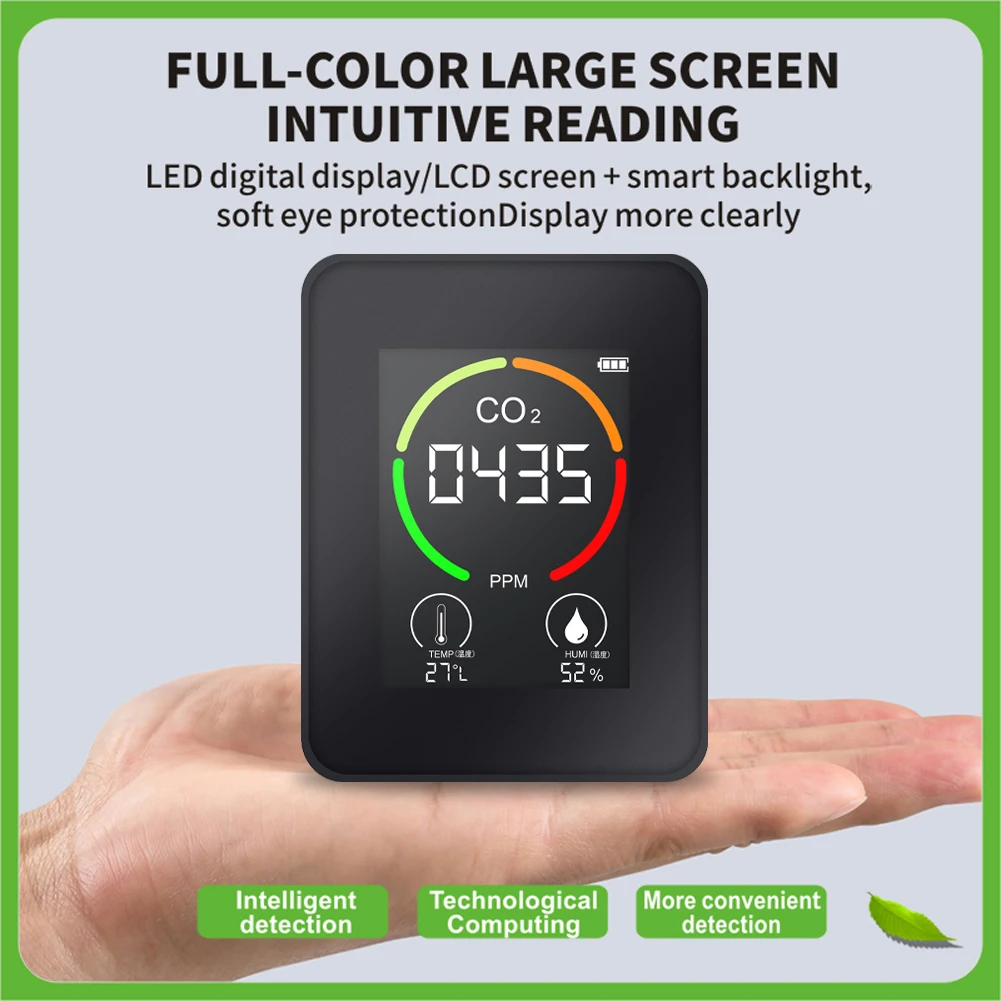 

Портативный 3-в-1 датчик CO2, датчик газа, Термогигрометр, цифровой детектор качества воздуха, анализатор, монитор загрязнения воздуха