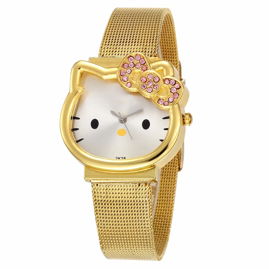 Reloj kitty/Детские часы для девочек Детские с рисунком Водонепроницаемые аналоговые