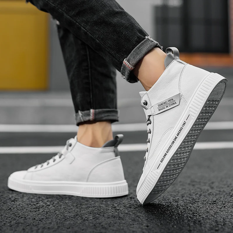 

Leather Shoes Fashion Shoes Men For Casual Man White Mens Boots Breathable Sneakers Moccasins Zapatos Hombre Cuero