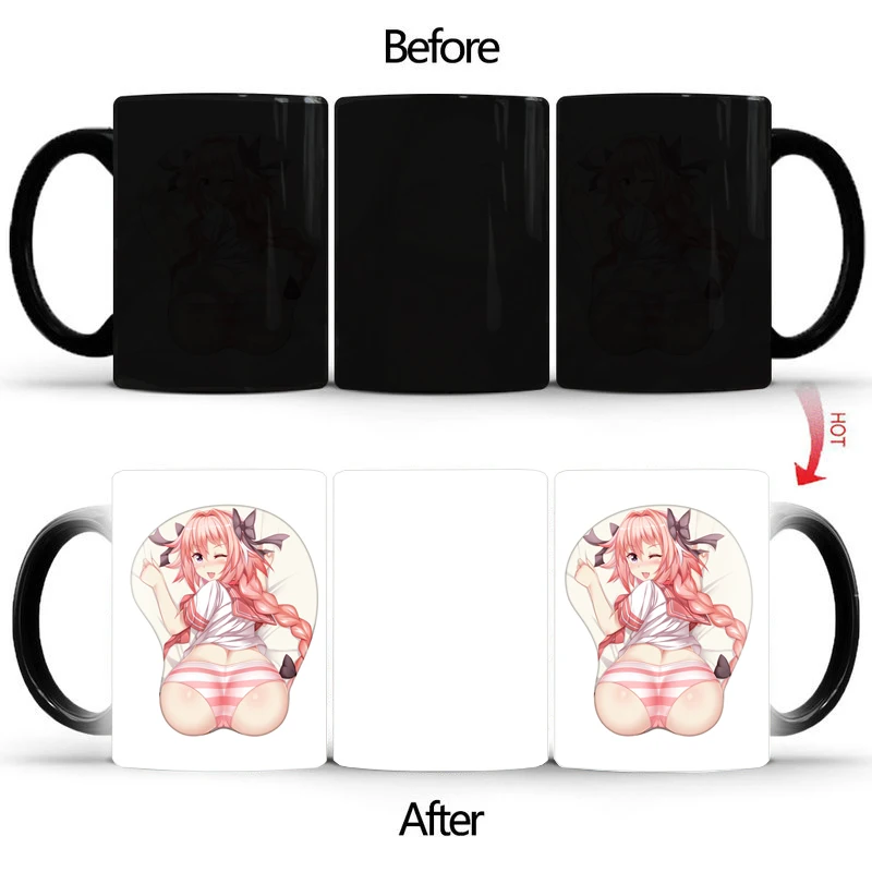 

Pink temptation Heat Sensitive Mug Creative Color Changing cup Ceramic Drinkware For Tea Milk Coffee Mugs BSKT-096