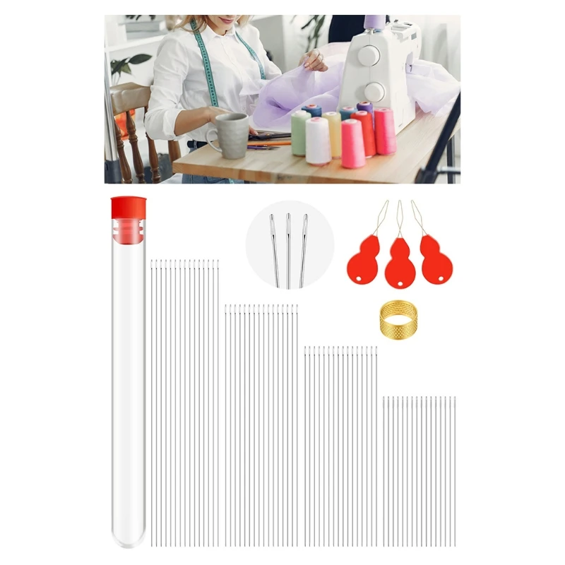 

65 Pieces Beading Needles Set 4 Sizes Long Straight Beading Embroidery Needles