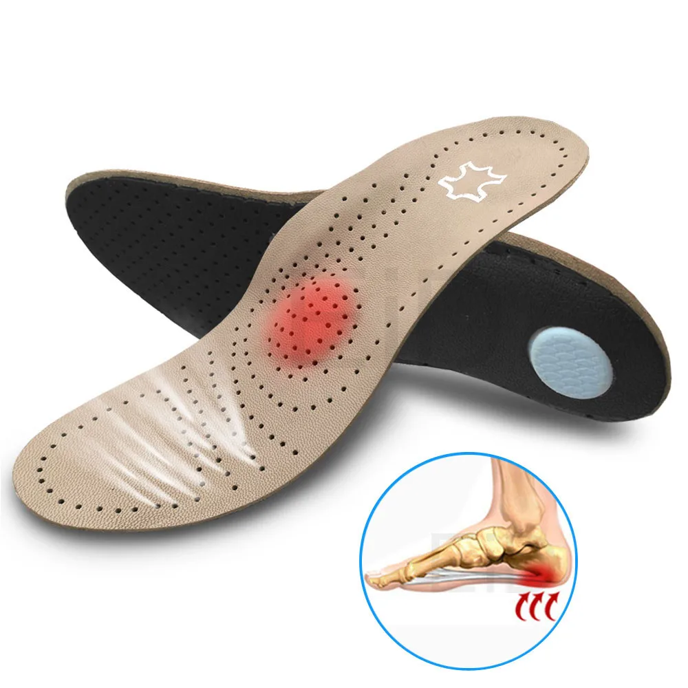 

Leather orthotic insoles for Flat Feet Arch Support Three-point mechanics orthopedic insole for feet men and women OX Leg shoes