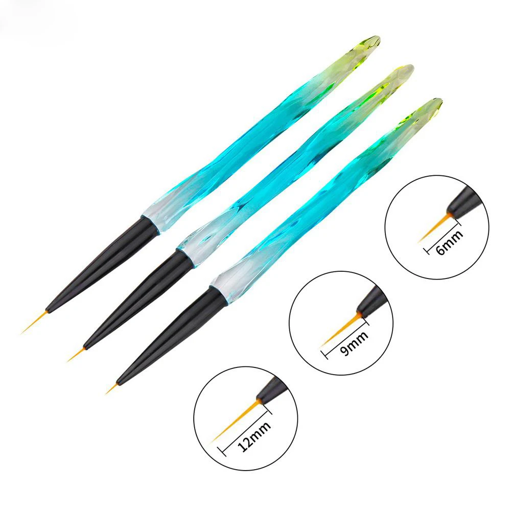 3 шт. 3D градиент нейл арта ручка французский Стиль с украшением в виде кристаллов