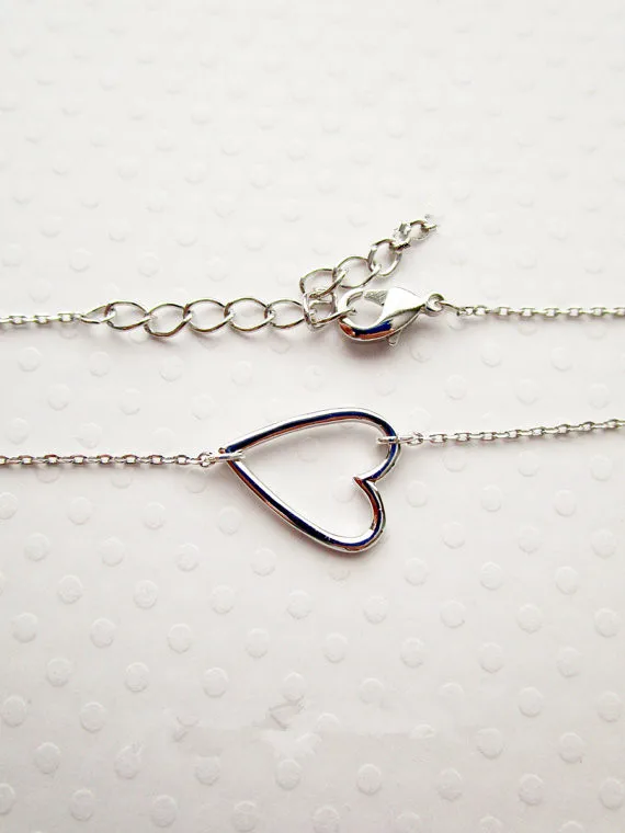 Крошечная линия открытые браслеты сердца Простой провод обернутый Любовь Сердце