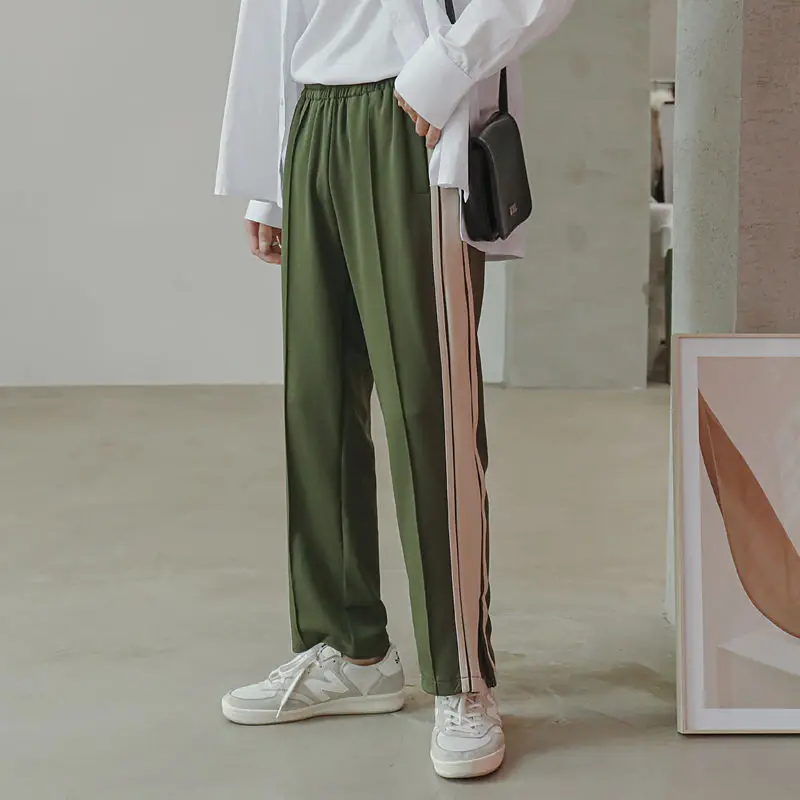 

2020 Summer Men's Loose Elastic Wide Leg Pants Stripe Printing Trousers Hip Hop Casual Pants Streetwear Joggers Sweatpants M-2XL