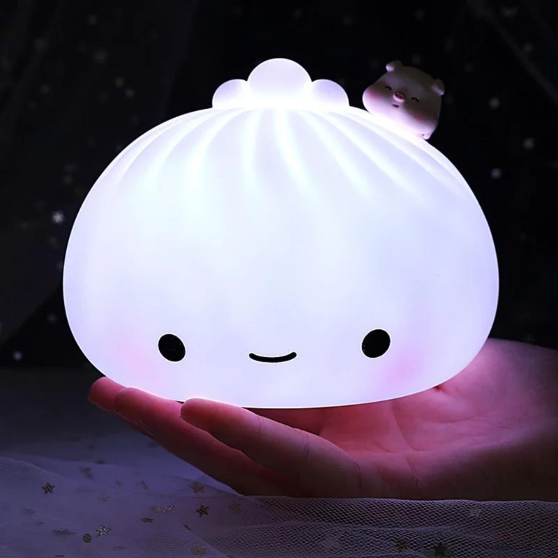 

Cute Buns Pat Lights Colorful Soft Night Light for Children Cute Smart Silicone Lamp Touch Color Change Fairy Lights Nachtlampje