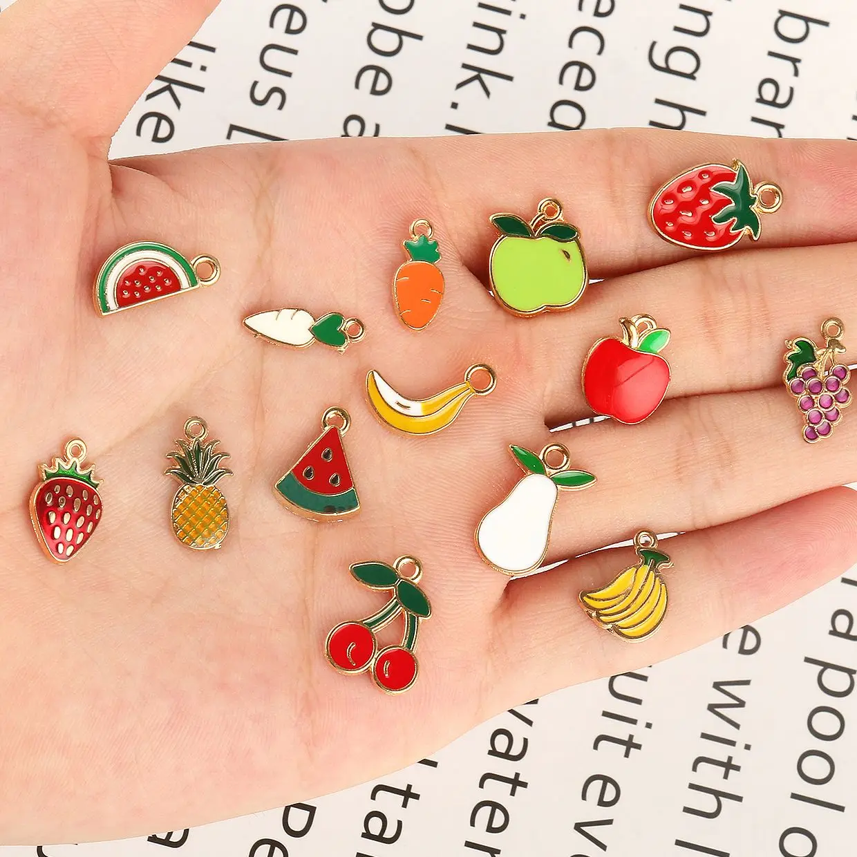 10 шт./лот милые эмалевые подвески для сережек ожерелье с фруктами клубника арбуз