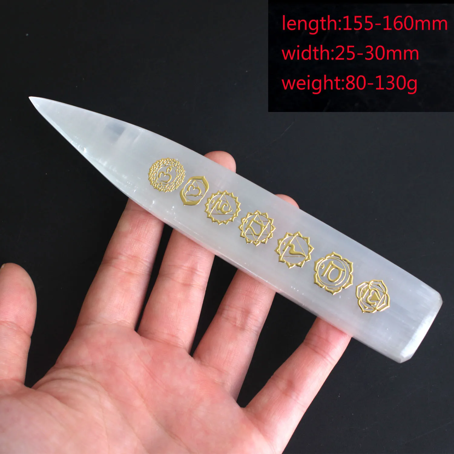 7 Chakras Runes stones Selenite Wand Yoga balance Polished Gypsum Copper Metal Sticker Reiki Healing Crystal Stone Home Decor | Дом и сад