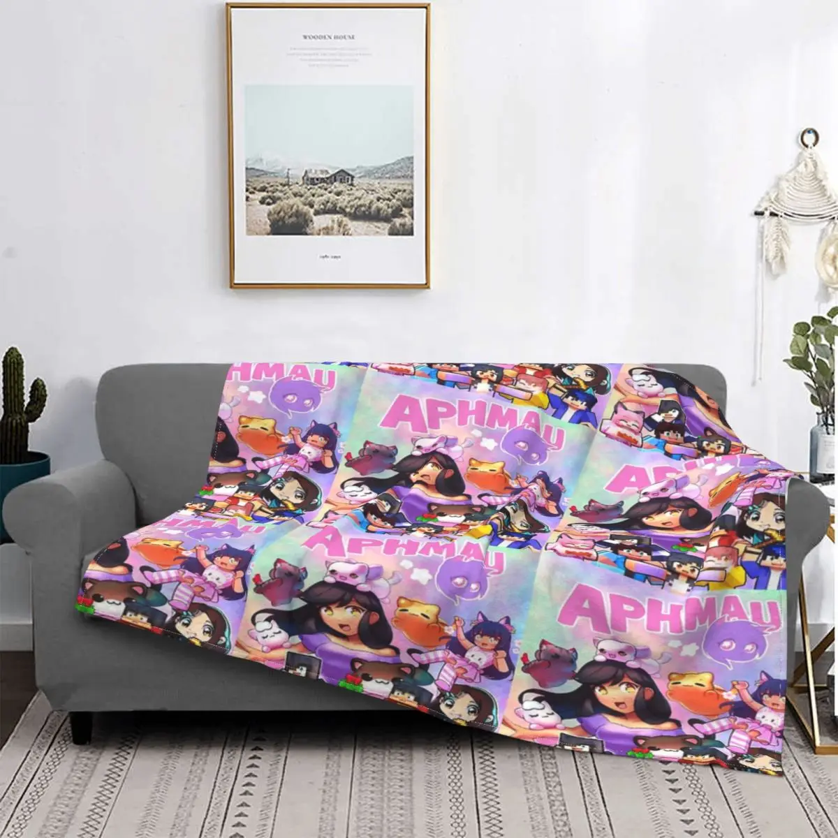 

Aphmau-colcha de arte a cuadros para cama, manta de verano, 90