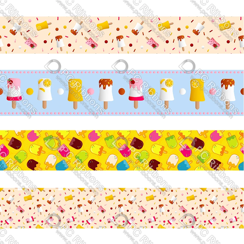 

Custom Ice cream printed grosgrain& foe DIY handmade materials christmas wedding gift wrap tape ribbons 50 yards