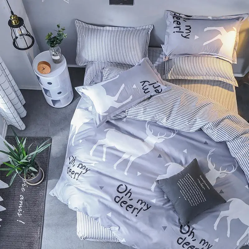 

Deer 4pcs Girl Boy Kid Bed Cover Set Duvet Cover Adult Child Bed Sheets And Pillowcases Comforter Bedding Set 2TJ-61017
