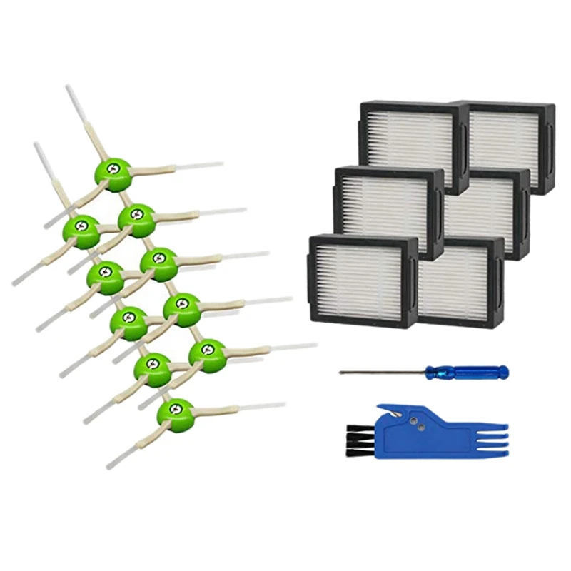 18Pcs/Set Replacement Parts For Irobot Roomba I7 I7+/I7 Plus E5 E6 Vacuum Cleaner Set (6 Hepa Filters +10 Edge-Sweeping Brushe | Бытовая