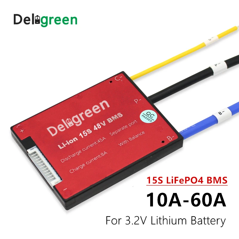 Аккумулятор 15S 25A 35A 45A 60A PCM/PCB/BMS для аккумулятора 48 В LiFePo4 аккумулятор