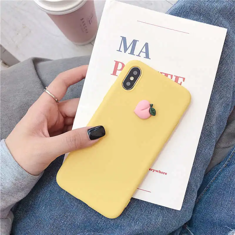 Милый 3D фрукт банан персик виноград чехол для samsung Galaxy S10 5G S10E S9 S8 plus S7 S6 edge Прекрасный Мягкий ТПУ задняя крышка funda capa - Цвет: yellow peach