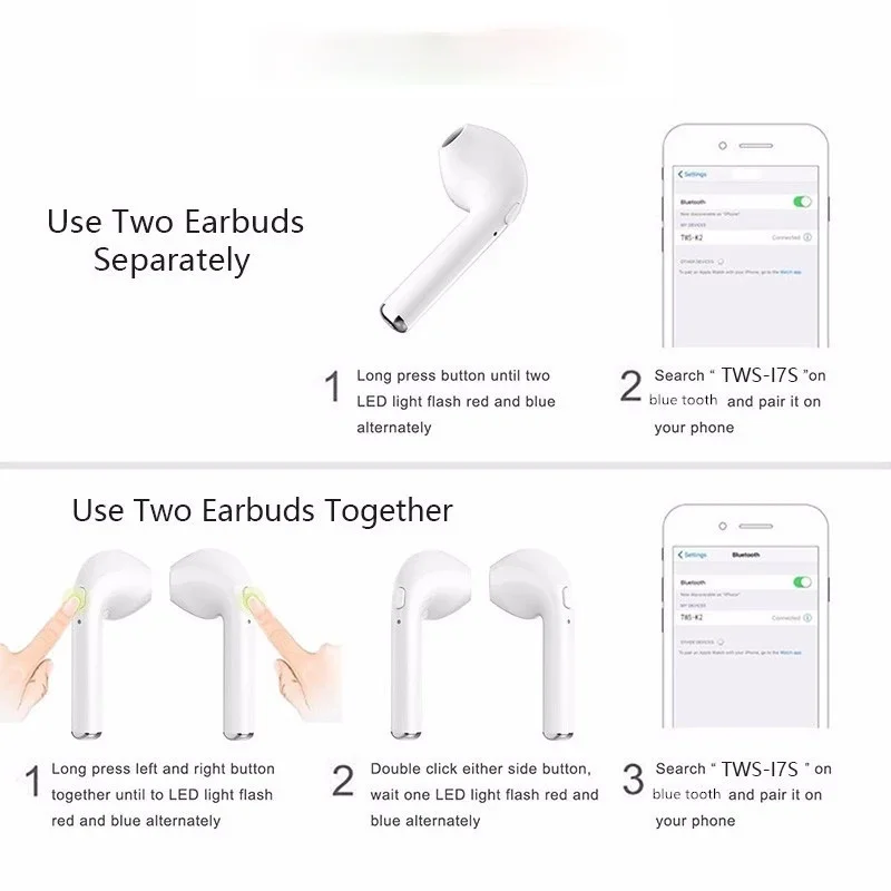 

i7s tws Wireless Headphones Bluetooth 5.0 Earphones sport Earbuds Headset With Mic Charging box Headphones For all smartphones