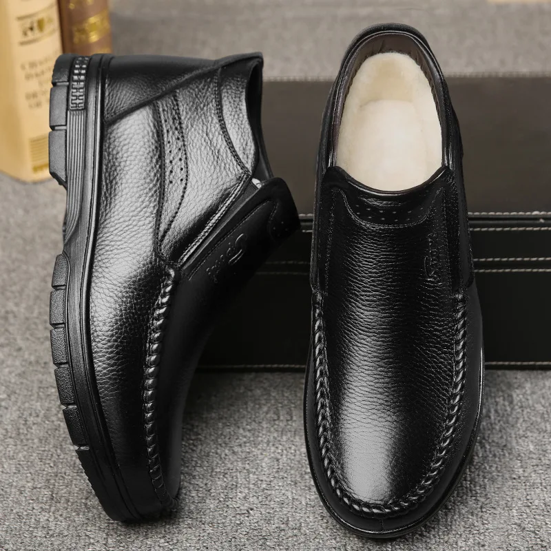 Мужские ботинки из хлопка и бархата зимние теплые для мужчин среднего пожилого