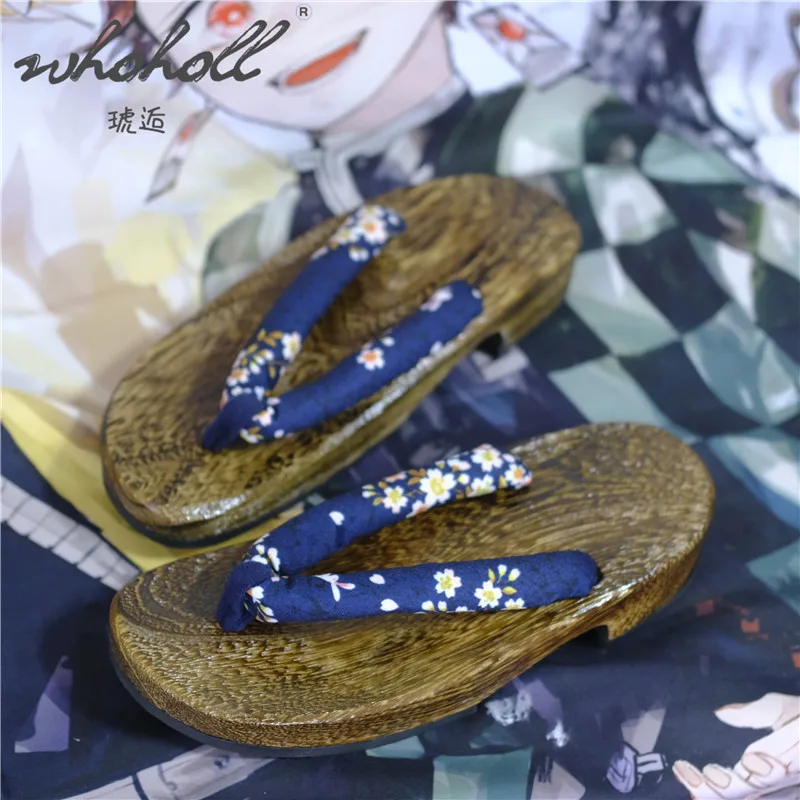 

WHOHOLL Wooden Clogs Women Wedge Slipper Sandals Anime Cosplay shoes Japanese Geta Flip flopss For Female Platform Slippers
