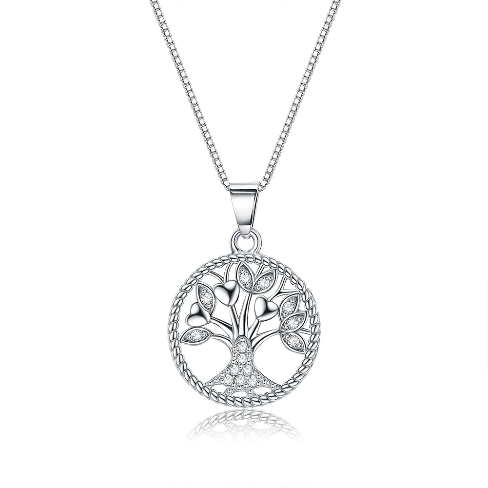 

ZEMIOR Necklace For Women Heart Tree In Circle Shape Cubic Zirconia S925 Sterling Silver Pendant Necklance Trendy Fine Jewelry
