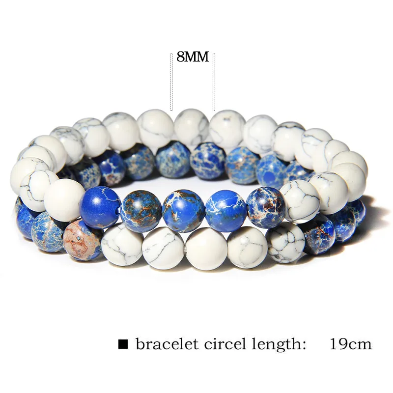 _ Мужские бусины из натурального камня белые бирюзы 8 мм браслет с бусинами