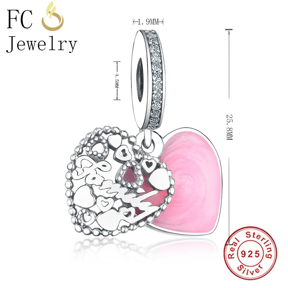 FC ювелирные изделия из стерлингового серебра 925 пробы с розовой эмалью Любовь