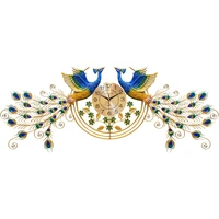 still life large decorative 3d peacock wall clock metal luxury decorations for home wall arts