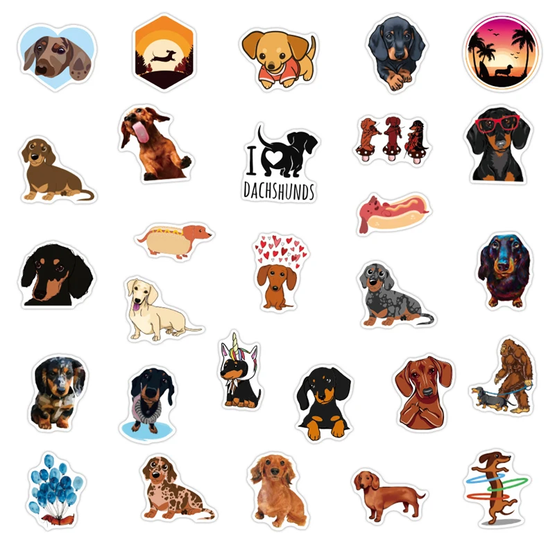 10/30/50 PCS New Dachshund Doodle Cartoon Anime Sticker For Laptop Skateboard Luggage Motorcycle Fridge Waterproof Decal Toy | Игрушки и