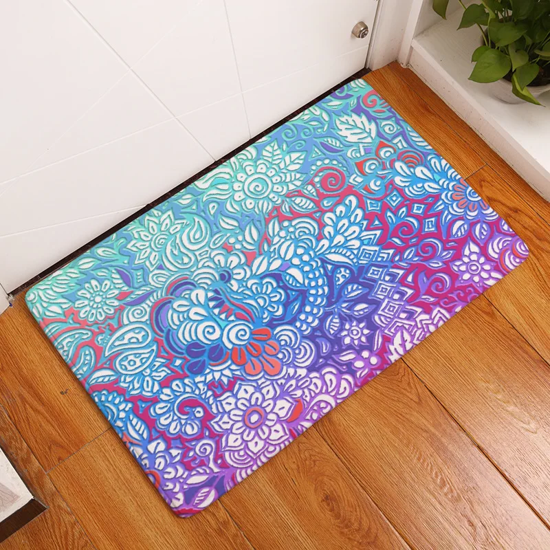 Полосатый цветной напольный коврик нескользящий из микрофибры для входа в
