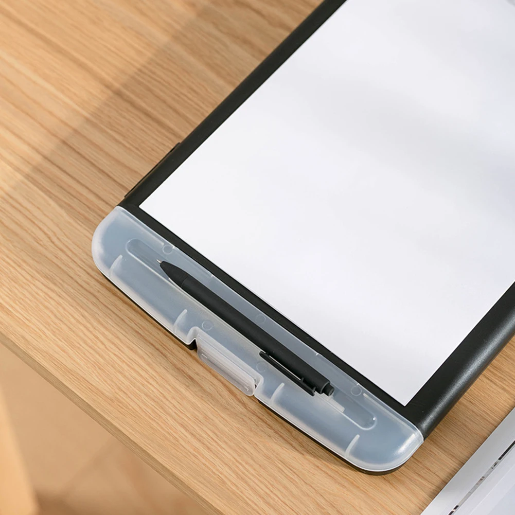 

Stationary Black Storage Clipboard Memo Pad Document Organizer Portable School Office With Pen Holder Drawing File Box Writing