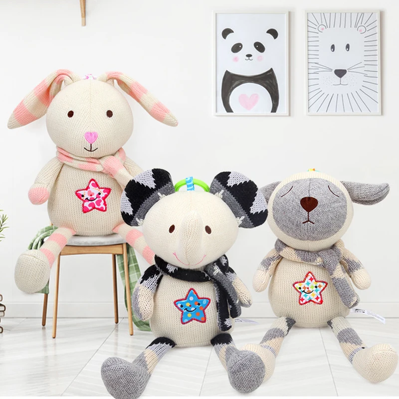 

Cute Animal Baby Rattle Soothing Rattle Plush Toy Baby Comfort Doll Cartoon Plush Stroller Baby Accessories