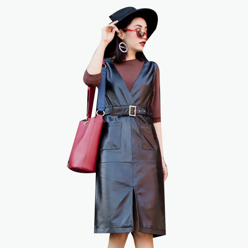 Платье на бретелях 2021 новые модные туфли из натуральной кожи Повседневные платья