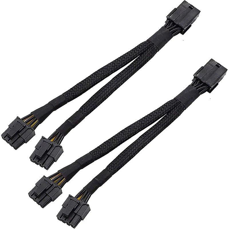GPU PCIe 8 контактный разъем Dual 2X Pin (6 + 2) Мужской PCI Express Мощность адаптер Плетеный