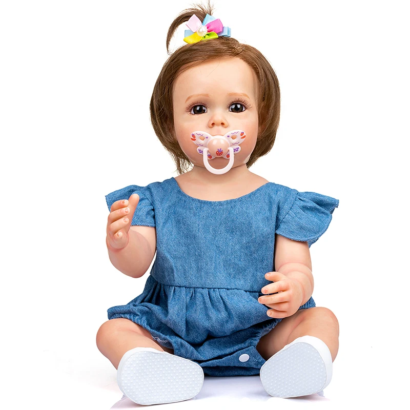 

55CM Reborn Toddler Girl Princess Maggi Hand-detailed Paiting Full Silicone Reborn Doll Rooted Hair Waterproof Toy for Girls