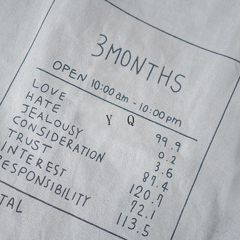 

Women Pure Cotton Canvas Grocery Shopping Bag Ladies Letters Gray Chic Eco Shoulder Bag Female Foldable Reusable Handbag Tote