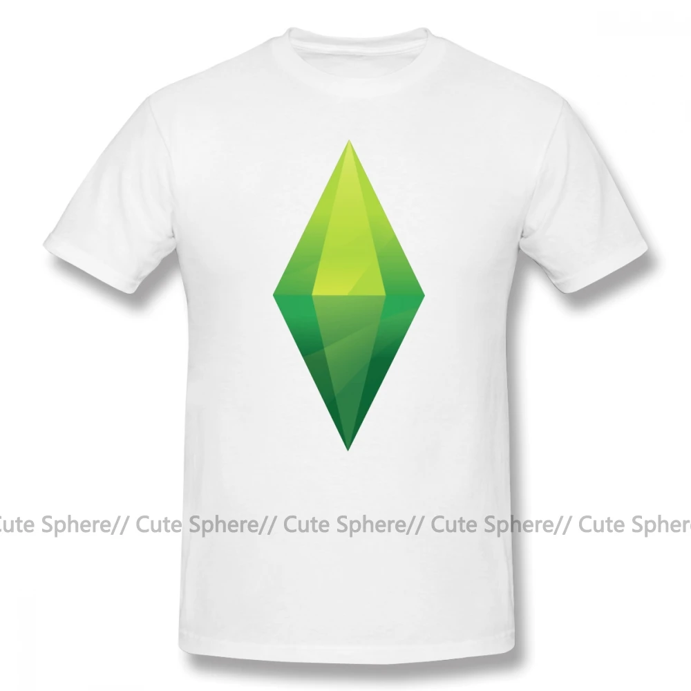 The Sims/футболка The Sims Plumbob, футболка, Милая футболка с принтом, модная футболка с коротким рукавом, большой размер, 100 хлопок, Мужская футболка - Цвет: White