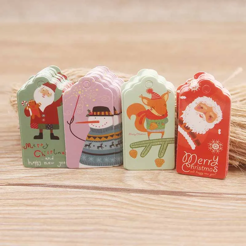 Новый стиль 2x4 см белый/коричневый цвет с днем рождения/с рождественским принтом