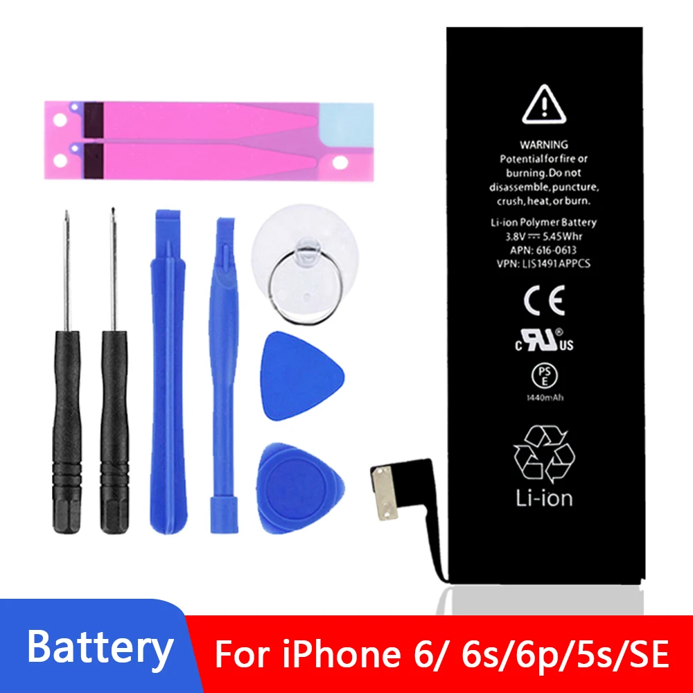 

5Pcs/lot 100% New AAA ++ Grade Phone lithium battery For iPhone 6 6S 7 8 Plus battery SE 5S 5C Replacement built-in battery